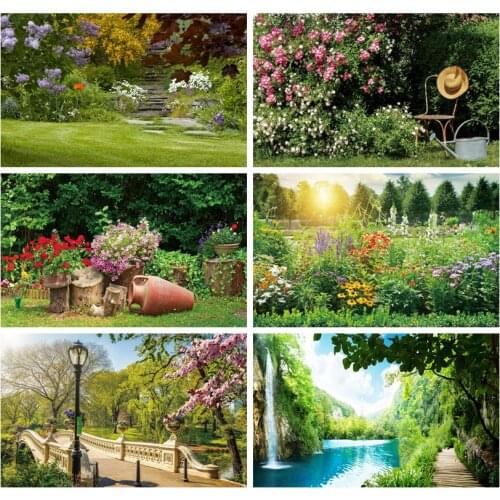 Rural Natural Spring Garden Grassland Trees Scenic Photography Backgrounds Customized Photographic Backdrops For Photo Studio