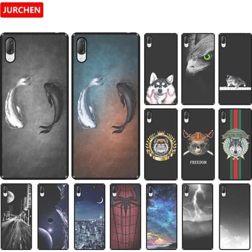 JURCHEN For Sony Xperia L3 Phone Cases Cute Cartoon Pet Painted Pattern For Sony L3 L3312 L3322 5.70" Silicone Black Matte Cover