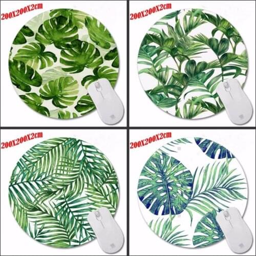 XGZ The Green Leaves New Arrivals Round Texture Computer Loptop Desktop Mice Mat Optical Anti-slip Gaming Mouse Pad 200*200*2mm