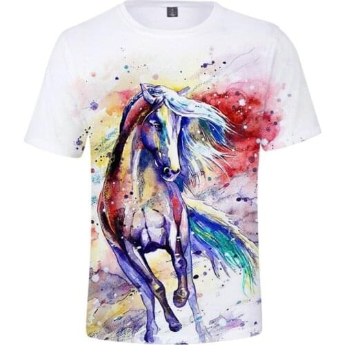 3D Horse Printing Short-Sleeve Summer T-shirt Harajuku Cool Funny T Shirts Streetwear Casual Oversized Animal Horse Top Clothes