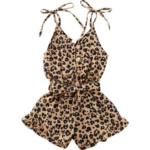 Baby Summer Clothing Infant Babies Girls Suspender Rompers Children Casual Leopard Jumpsuit Sleeveless Strap Trousers Romper