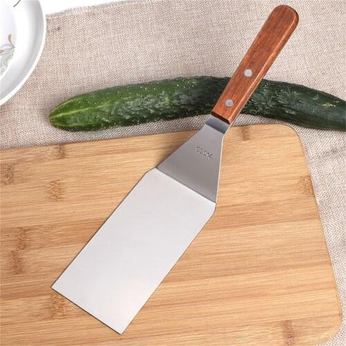 Stainless Steel Fried Shovel Spatula with Wooden Handle Pizza Grasping Cutters Spade Pastry cake BBQ Tools Cooking Shovel