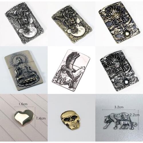 Multi Patterns Metal Badge Fit For ZP Kerosene Oil Lighter Grind Wheel Lighters Handmade DIY Decor Accessory Man Gift Wholesale
