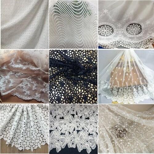 Mix 9 Styles White/Beige/Black Water Soluble Embroidery Lace Fabric Organza Mesh Cotton Lace DIY Fabric Material