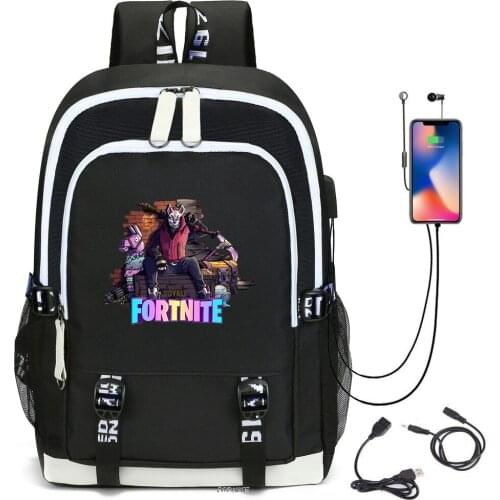 FORTNITE Maradona Hip Hop Fashion USB Charger Backpack Women Men Travel Sport Outdoor Bag Boy Girls Casual Daypack