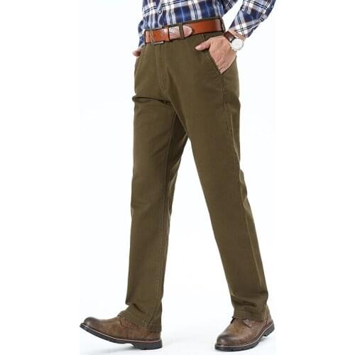 Mens casual pants fitness straight cotton cargo long trousers plus size 2019 winter elastic khakis young business slacks