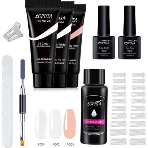 LOPHIA 8pcs/set Poly UV Gel Nail Kit for Nail Extension 15ml Quick Building poligel nail kit setpinsas Nails Mold Accessories