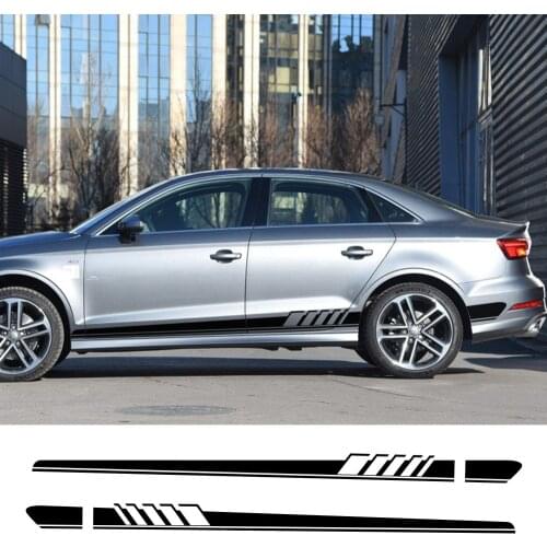 Car Side Skirt Sticker Auto Long Stripe Vinyl Styling Decals For Audi A3 8P 8V A4 B6 B8 B7 A6 C5 C6 C7 Q5 Q7 TT Car Accessories