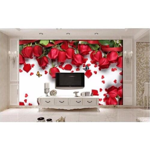 Custom photo mural 3d wallpaper Red rose petal TV wall picture room decoration painting 3d wall murals wallpaper for walls 3 d