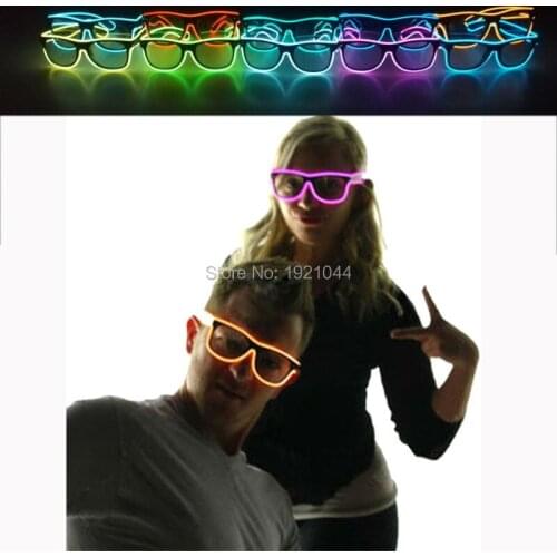 Neon LED light Glasses EL Wire Glowing Glasses with 3V Sound activated Driver for Glow Party Decoration 30pieces