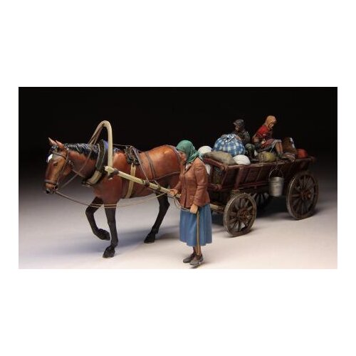 Unassambled 1/35 ancient European Civilian and horse Resin figure miniature model kits Unpainted