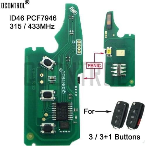 QCONTROL Car Remote Control Key Circuit Board for Audi A8 folding key ID46 PCF7946 315/433MHz