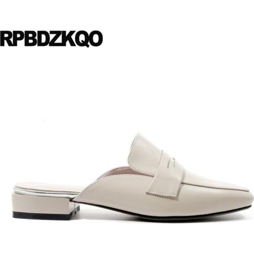 Mules sandals 10 large size chinese 2019 11 women slippers european wide fit shoes ladies square toe comfortable white slip on