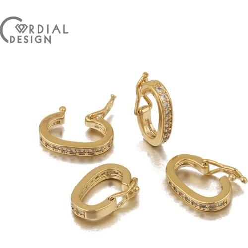 Cordial Design 30Pcs 10*14MM CZ Earrings Hooks/Jewelry Accessories/Hand Made/Hooks Shape/Genuine Gold Plating/Earring Findings