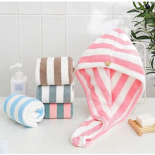 D&P25x65cm Hair Drying Hat Quick-dry Hair Towel Cap Hat Bath Hat Microfiber Solid Towel Cap Super Absorption Turban Hair Dry Cap