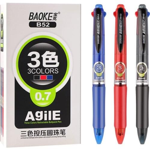 12 Baoke B52 Ball-point Pen 0.7mm Three-color Ball-point Pen 3-color Ball-point Pen Press-made Ball-point Pen Office Supplies