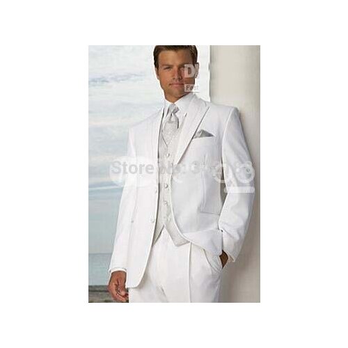 High-grade Two buttons Peak Lapel White Groom Tuxedos Wedding Bridegroom/Groomsman Best man Suit/men wedding suits