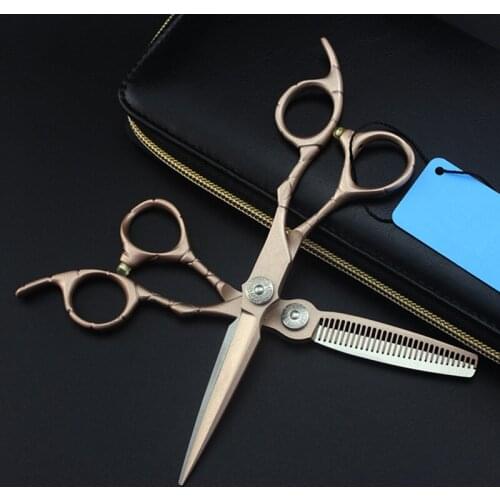 Upscale japan 440c 6 inch rose gold cut hair scissors cutting barber makas makeup haircut thinning shears hairdressing scissors