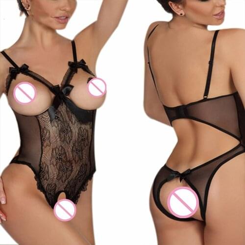 XXL Fishnet Bodysuit Body Sexy Crotchless Bodystocking Stretchy Lace Open Crotch Babydoll See Through Lingerie