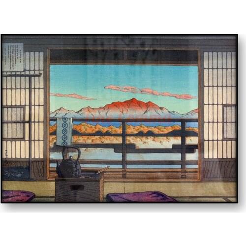 Japanese Woodblock Print Poster Morning at Hot Spring Resort in Arayu Shiobara Kawase Hasui Canvas Print Reproduction Wall Art