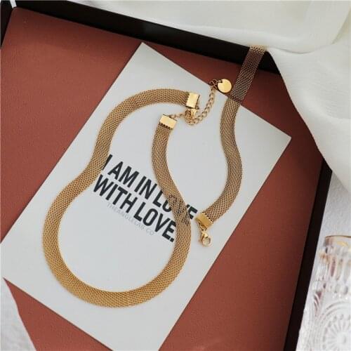 YUN RUO European Trend Gold Necklace Choker Chain Woman Jewelry Fashion Titanium Steel Accessories Never Fade Hypoallergenic