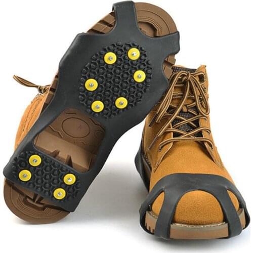 1 Pair of Ice Cleat Spike Shoe 10 Tooth Crampons Silicone Non-slip Shoe for Winter Walking Ice Fishing Climbing Snowshoes Hot