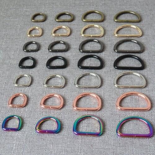 10 Pcs 15mm 20mm 25mm 32mm Metal D Rings For Bag Dog Collar Leash Harness Belt Straps Buckle Sewing DIY Accessories Strong Clasp
