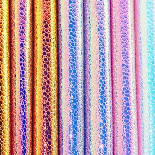10 yards*137cm roll Symphony pu leather fabric metallic laser stone artificial leather Discolored holographic synthetic leather
