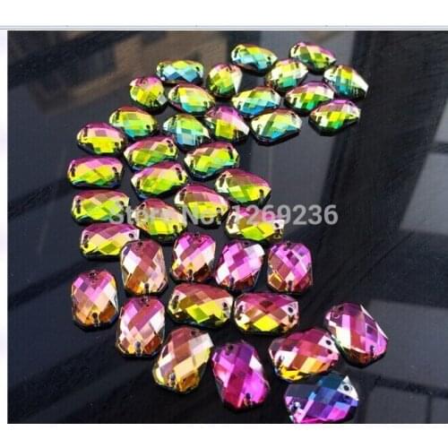 100pcs 13*18 High Quality Volcano Sew On Acrylic Crystal Rhinestone Rectangle Shape m79