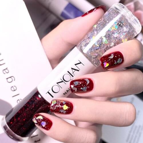 12 ml Two-tone Nail Polish Quick-drying and Long-lasting Non-peelable Multi-color Nail Polish Frosted Shiny Sequins