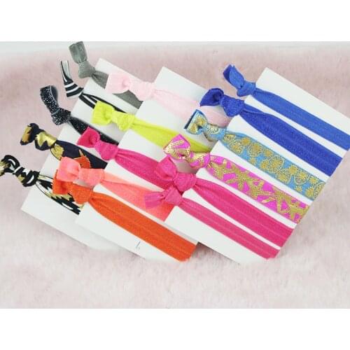 16mm solid color headress print hairband golden metallic elastic hair tie Ponytail Holder Hair Accessory