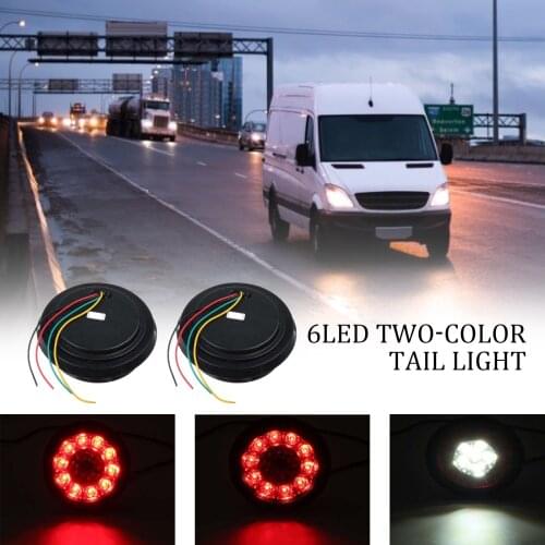 2 Pcs 12V 16 LED Universal Car Round Amber Red Taillights Rear Fog Light Stop Brake Running Reverse Lamp For Truck Trailer Lorry