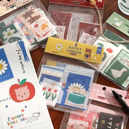 40sheets Plentiful And Lovely Sticker Bag Cartoon Animal Decorative Stickers DIY Scrapbooking School Supplies Cute Stationery