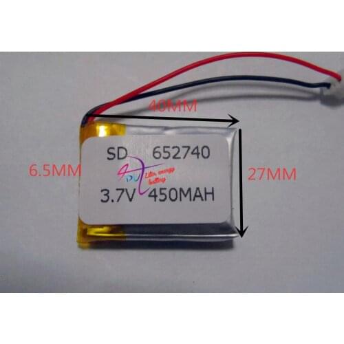 3.7V tablet battery 652740 450mAh batteries navigation new toys wireless headset