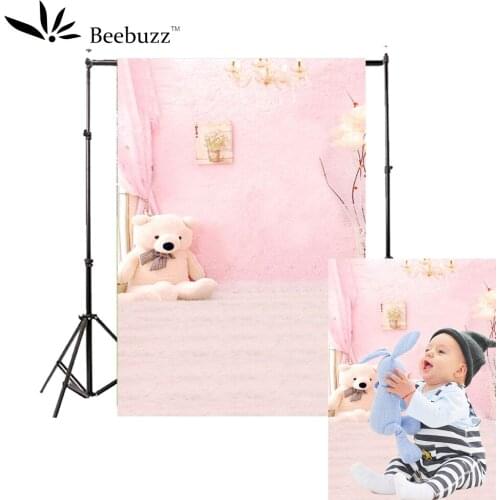 Beebuzz photo backdrop children pink cute bear background the baby was photographed in the background