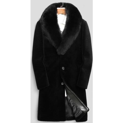 Free shipping 2021 autumn and winter New imitation Marten overcoats mens whole mink long Haining mink fur coat casual plus size