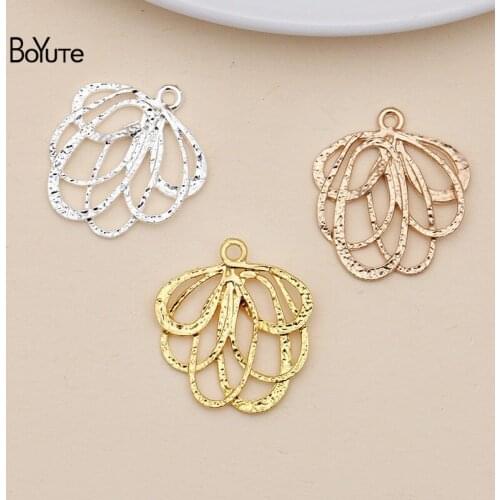 BoYuTe Wholesale 50Pcs 24*26MM Metal Alloy Flower Pendant Materials Diy Hand Made Jewelry Accessories