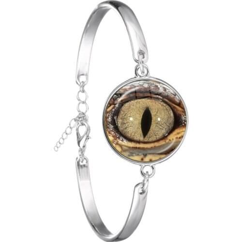Animal Eyes Bracelet Dragon Snake Owl Cat Tiger Eyes 18mm Glass Cabochon Handmade Chain Bangle Jewelry For Women Mne Gift