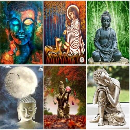 Lord Buddha Paint By Number On Canvas With Frame DIY Craft Kit For Adult Drawing Coloring By Number Religious Picture Home Decor