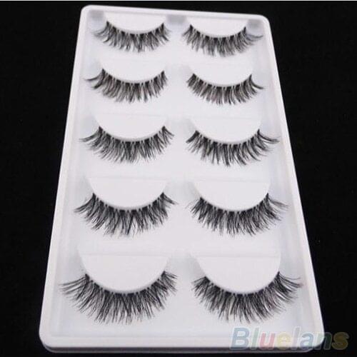 5 Pairs Black Natural Cross False Eyelashes Soft Long Thick Curl Fake Eyelashes Extension Beauty Eye Makeup Tools maquiagem 2019