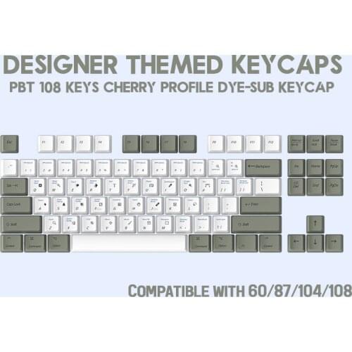 Designer theme DYE-SUB 108 keys PBT keycaps for mechanical keyboard personalise Cherry Profile novelty cute 60 87 104 108 Layout