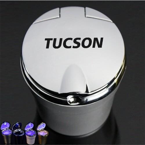 For Hyundai Tucson 2009-2019 Car Logo Ashtray With LED Light Car Ashtray Trash Box Creative Personality Ashtray Car Sign Ashtray