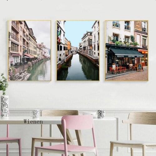 City House Architecture Retro Poster Wall Art Canvas Print Building Landscape Painting Nordic Decor Picture for Living Room Home