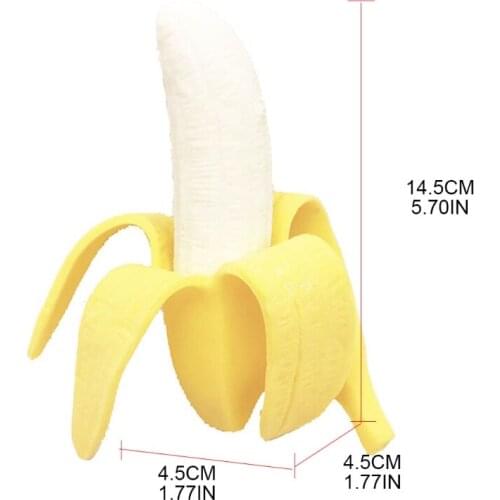 1Set Anti-Anxiety Toy Squeeze Banana Fidget Miniature Novelty Realistic Peeling Banana Prank Trick Toy with Slow Bounce
