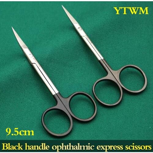 Stainless steel black handle 9.5cm double eyelid open eye surgery tool beauty stitches ophthalmology express small scissors