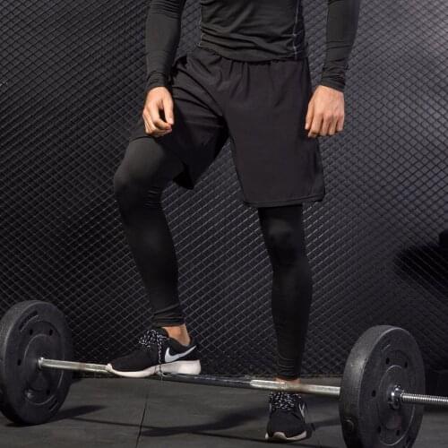 Compression Pants Mens Sweatpants Leggings High Elastic Dry Fit Training Tights Running Jogging Pants Fitness Shorts with Pocket