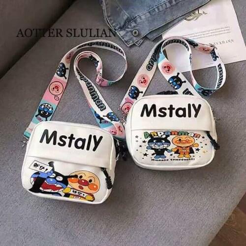 Trendy Women Small Square Bag Cartoon Graffiti Design Cute Funny Style Crossbody Shoulder Bags Cellphone Coins Purse Leather Bag