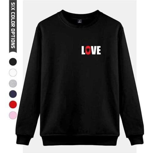 Fashion Print Love Hoodies Pullover O-neck Black White Hoodie Men Women Long Sleeve Sport Hip Hop Style Capless Sweatshirts Tops