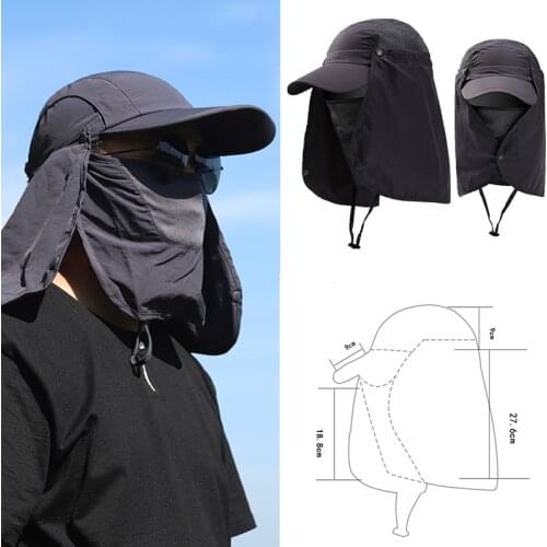 Men Fishing Hat Outdoor Fishing Cap Uv Protection Adjustable Breathable Sun Shade Solid Casual Thermal Hunting Fishing Hat