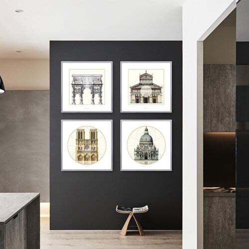 Nordic European Building Canvas Painting Poster Print Minimalist Wall Art Pictures For Living Room Bedroom Studio Modern Decor